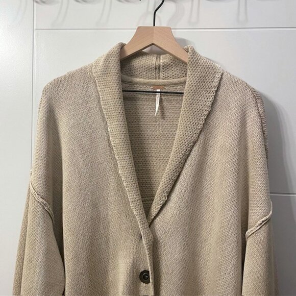 Free People Oversized Button Front Chamomile Cardigan Medium Neutral - Picture 3 of 16